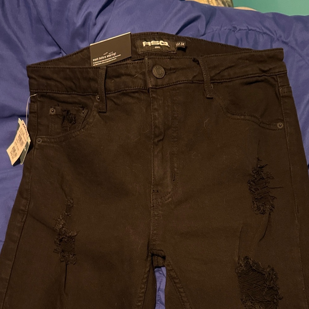 RSQ Men’s Black Distressed Skinny Jeans